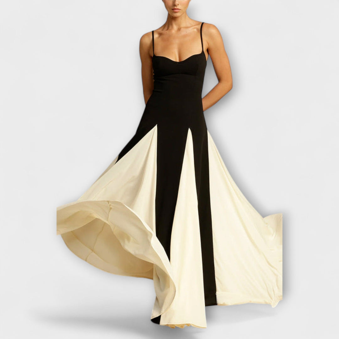 Ember - Classic Elegance: A-Line Maxi Dress with Tulle Panels