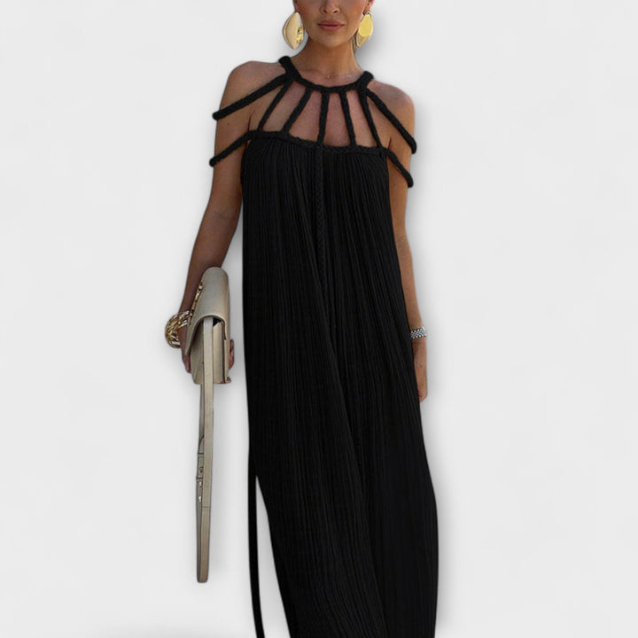 Briar - Chic Maxi Dress Made from Linen Blend with Draped Straps