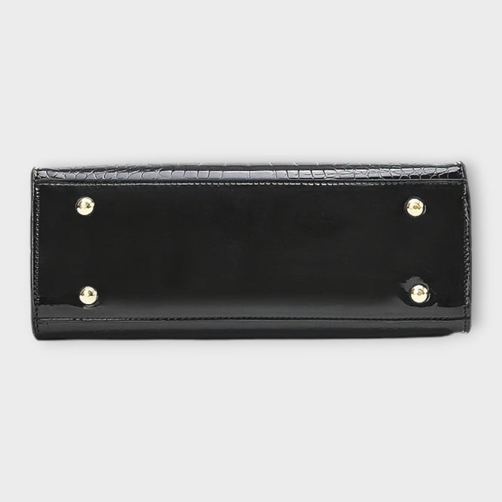 Léora. - Glossy Handbag with Crocodile Leather Pattern