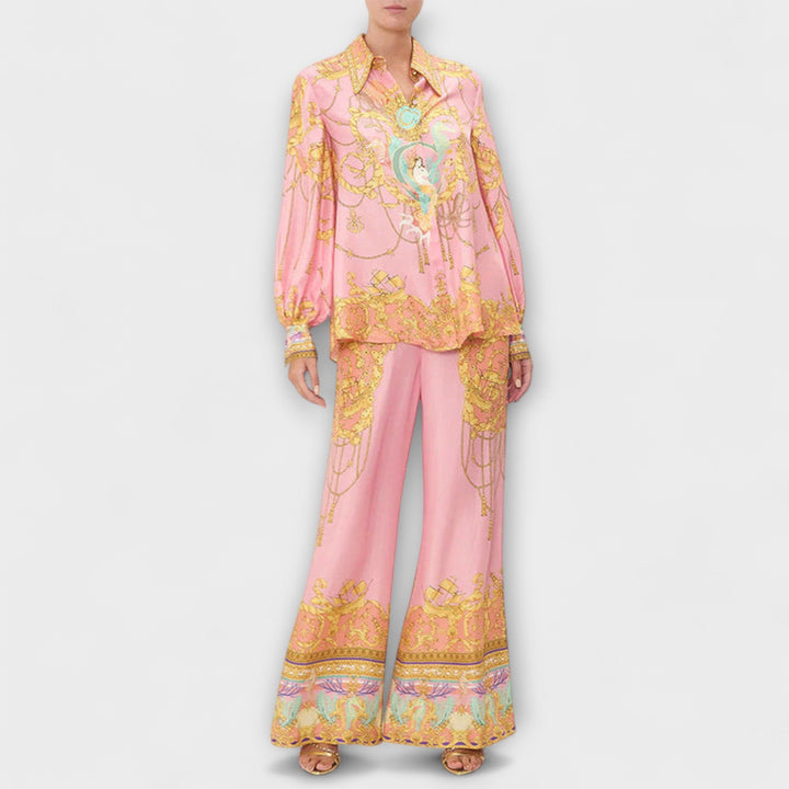 Sage - Mermaid Relaxed Shirt and Stretch Waist Trousers Set