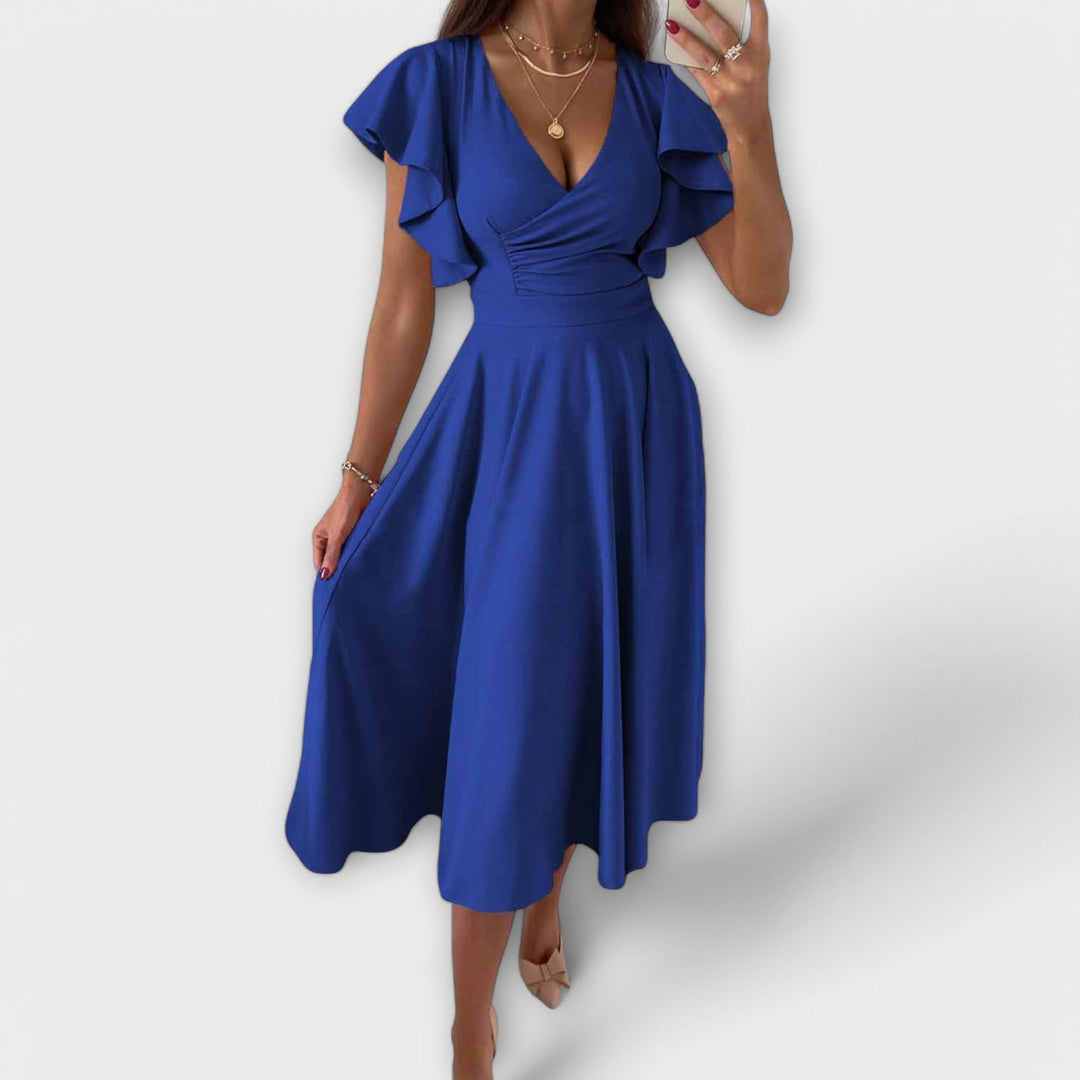 Elegant V-Neck Dress with Flowing Silhouette