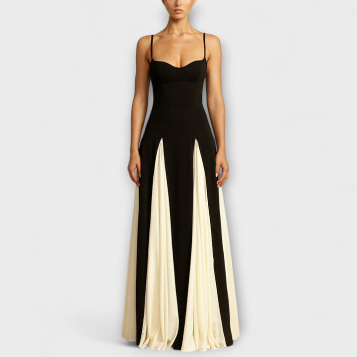 Ember - Classic Elegance: A-Line Maxi Dress with Tulle Panels